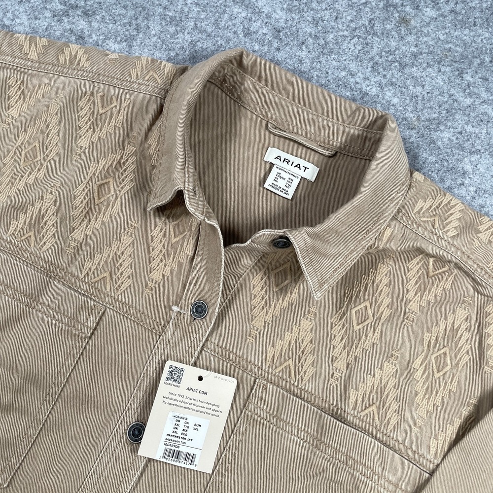 Ariat Womens Ranchester Jacket XXL Savannah Tan Aztec Embroidered Yoke NWT